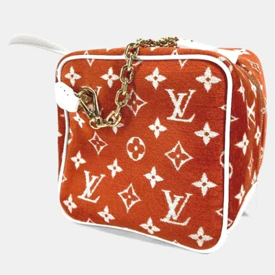 Pre-owned Louis Vuitton Match Square Bag 2-way Chain Shoulder/handbag Velvet/leather Terracotta Brown/orange