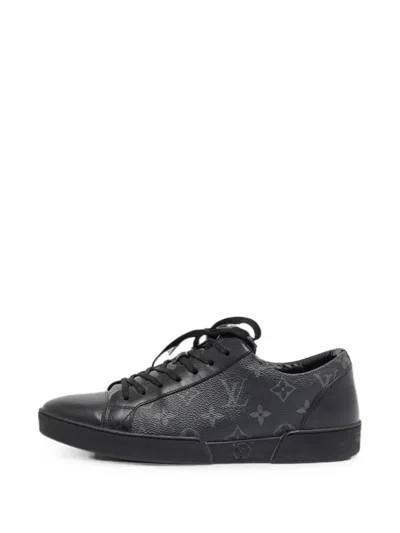 Pre-owned Louis Vuitton Match Up Lace-up Sneakers In Black