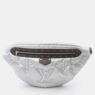 Pre-owned Louis Vuitton Maxi Bum Bag Lv Pillow Waist Body Nylon And Coated Canvas Silver Brown