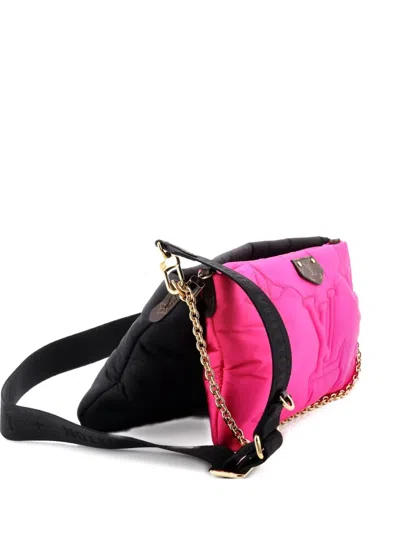 Pre-owned Louis Vuitton Maxi Multi Pochette Accessoires Monogram Quilted Econyl Nylon Crossbody Bag In Black