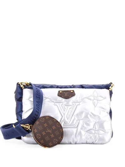 Pre-owned Louis Vuitton Maxi Multi Pochette Accessoires Monogram Quilted Econyl Nylon Crossbody Bag In Blue