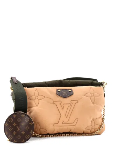 Pre-owned Louis Vuitton Maxi Multi Pochette Accessoires Monogram Quilted Econyl Nylon Crossbody Bag In Green