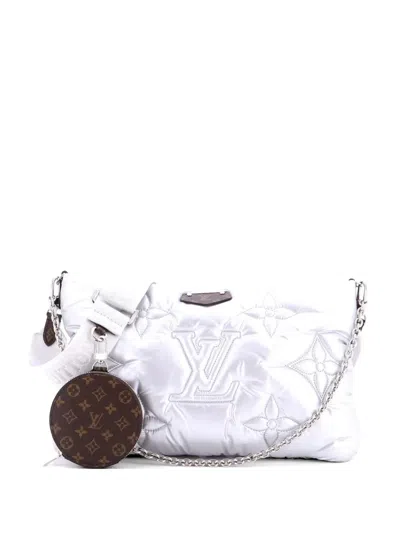Pre-owned Louis Vuitton Maxi Multi Pochette Accessoires Monogram Quilted Econyl Nylon Crossbody Bag In Silver