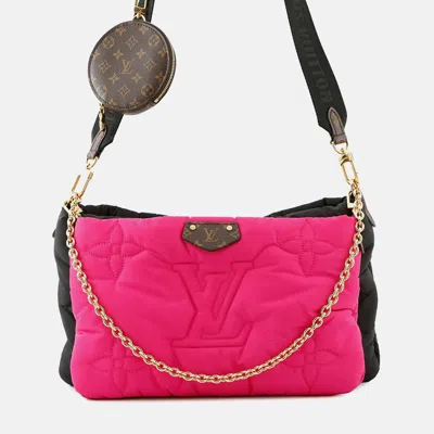 Pre-owned Louis Vuitton Maxi Multi-pochette Accessoires Noir/fuchsia Recycled Nylon Monogram In Black