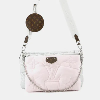 Pre-owned Louis Vuitton Maxi Multi-pochette Accessoires Silver/pale Pink Monogram Recycled Nylon