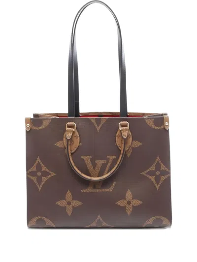Pre-owned Louis Vuitton Medium 2020 Giant Monogram Canvas Tote Bag In Brown