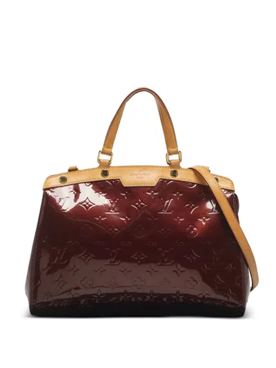 Pre-owned Louis Vuitton Medium Brea Fauviste-monogram Patent-leather Tote Bag In Red