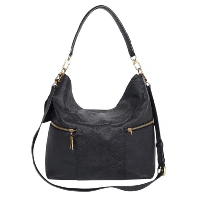 Pre-owned Louis Vuitton Melie Empriente Leather Satchel In Navy, 2017 In Black