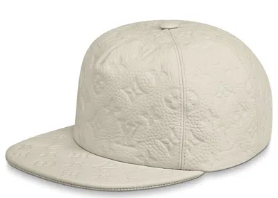 Pre-owned Louis Vuitton Men's  1.0 Cap Embossed Monogram Leather In White