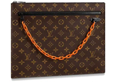 Pre-owned Louis Vuitton Men's  A4 Pouch Monogram In Brown