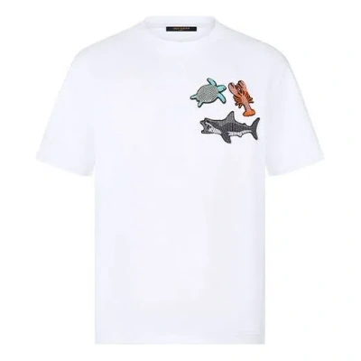 Pre-owned Louis Vuitton Men's  Animal Pattern Printing Short Sleeve White