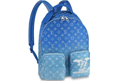 Pre-owned Louis Vuitton Men's  Backpack Pocket Clouds Monogram In Blue