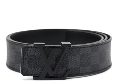 Pre-owned Louis Vuitton Men's  Belt Initiales Damier Graphite In Black/grey In Multi