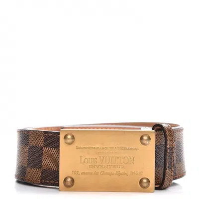 Pre-owned Louis Vuitton Men's  Belt Inventeur Damier Ebene In Brown