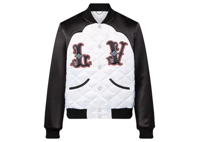 Pre-owned Louis Vuitton Men's  Bicolor Satin Bomber Jacket In Black