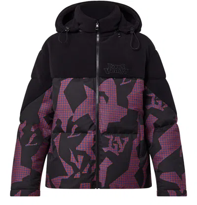 Pre-owned Louis Vuitton Men's  Bimaterial Hooded Down Jacket In Black/violet In Multi