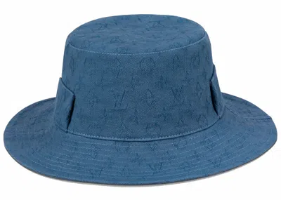 Pre-owned Louis Vuitton Men's  Blocks Skater Hat Reversible In Blue Mirage