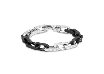 Pre-owned Louis Vuitton Men's  Bracelet Monogram Chain In Silver/tone/black