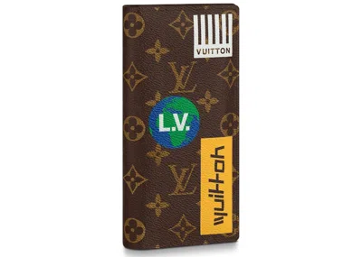Pre-owned Louis Vuitton Men's  Brazza Wallet Monogram Logo Story In Brown