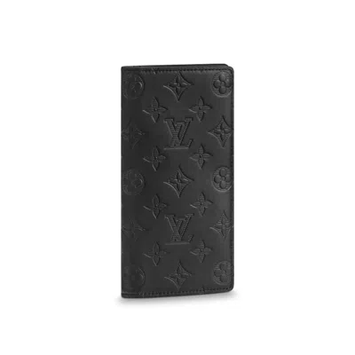 Pre-owned Louis Vuitton Men's  Brazza Wallet Monogram Shadow In Black