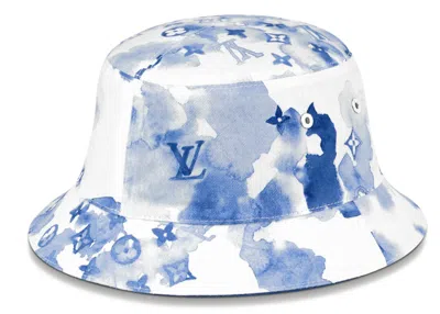 Pre-owned Louis Vuitton Men's  Bucket Hat Monogram Watercolor In Blue