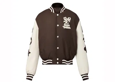 Pre-owned Louis Vuitton Men's  By Tyler, The Creator Embroidered Varsity Jacket In Brown