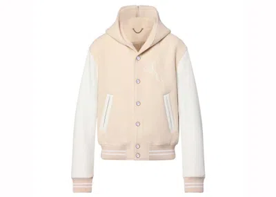 Pre-owned Louis Vuitton Men's  Calfskin Sailor Varsity Jacket In Milky White