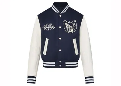 Pre-owned Louis Vuitton Men's  Calfskin Varsity Jacket In Navy Blue