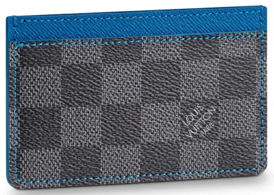 Pre-owned Louis Vuitton Men's  Card Holder Damier Graphite In Grey/blue
