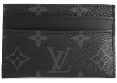 Pre-owned Louis Vuitton Men's  Card Holder Porte Cartes Double Monogram Eclipse In Black/grey In Multi