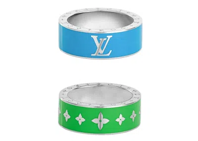 Pre-owned Louis Vuitton Men's  Ceramic Set Of 2 Rings In Rainbow In Multi