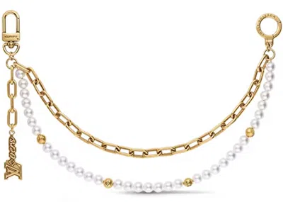Pre-owned Louis Vuitton Men's  Chain Belt Pearls Bag Charm In Gold