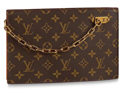 Pre-owned Louis Vuitton Men's  Chain Clutch Monogram Legacy In Brown