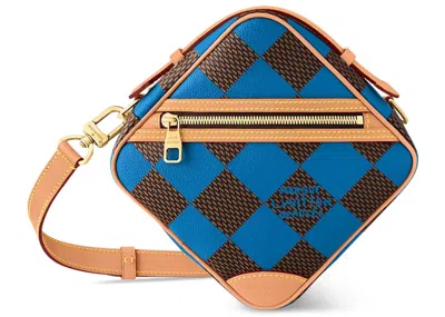 Pre-owned Louis Vuitton Men's  Chess Messenger Bag Damier Pop In Blue