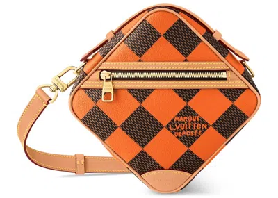 Pre-owned Louis Vuitton Men's  Chess Messenger Bag Damier Pop In Orange