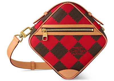 Pre-owned Louis Vuitton Men's  Chess Messenger Bag Damier Pop In Red