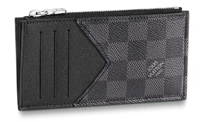Pre-owned Louis Vuitton Men's  Coin Card Holder Damier Graphite In Grey/black In Multi