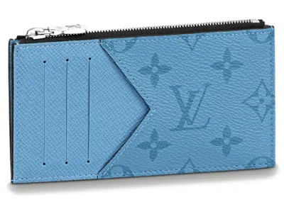 Pre-owned Louis Vuitton Men's  Coin Card Holder In Denim In Blue