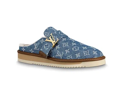 Pre-owned Louis Vuitton Men's  Cosy Mule Monogram Denim Sneakers In Navy Blue