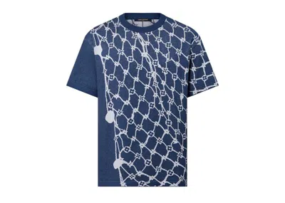 Pre-owned Louis Vuitton Men's  Cotton Shortsleeved Crewneck In Navy Blue