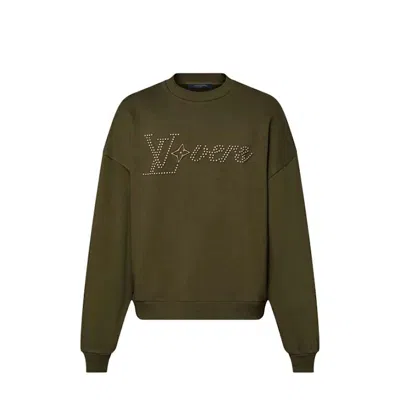 Pre-owned Louis Vuitton Men's  Cotton Signature Crewneck Sweatshirt In Olive