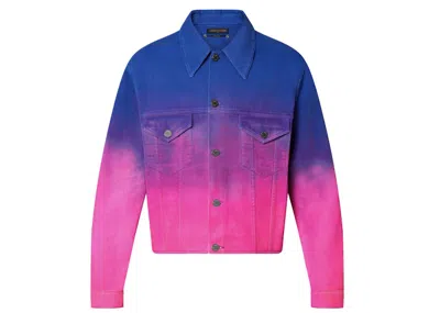 Pre-owned Louis Vuitton Men's  Cropped Gradient Denim Jacket In Grege In Gray