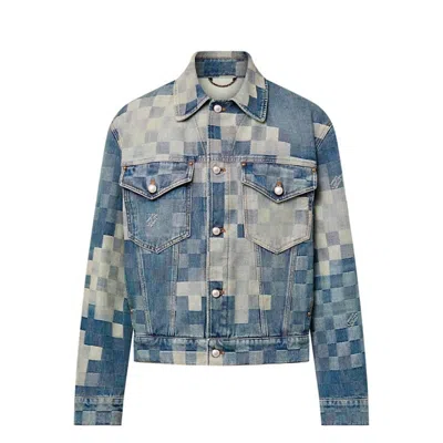 Pre-owned Louis Vuitton Men's  Damier Damoflage Classic Denim Jacket In Indigo In Purple