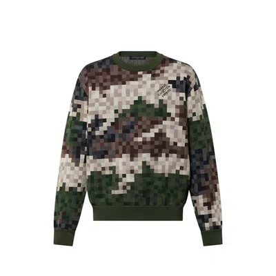 Pre-owned Louis Vuitton Men's  Damier Damoflage Cotton Jacquard Pullover In Green Damoflage Damier