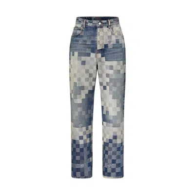 Pre-owned Louis Vuitton Men's  Damier Damoflage Denim Skate Pants In Indigo