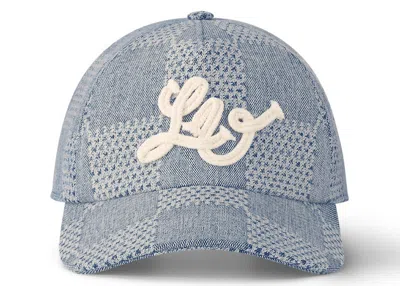 Pre-owned Louis Vuitton Men's  Damier Denim 3d Cap In Blue Deim