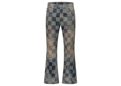 Pre-owned Louis Vuitton Men's  Damier Flared Washed Denim Pants In Indigo