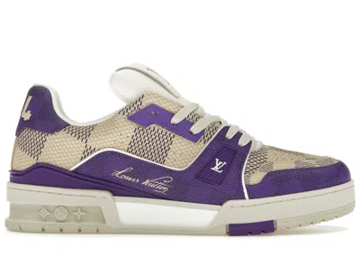 Pre-owned Louis Vuitton Men's  Damier Lv Trainer Sneakers In Purple