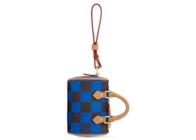 Pre-owned Louis Vuitton Men's  Damier Pop Mini Speedy Bag Charm In Blue