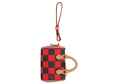 Pre-owned Louis Vuitton Men's  Damier Pop Mini Speedy Bag Charm In Red